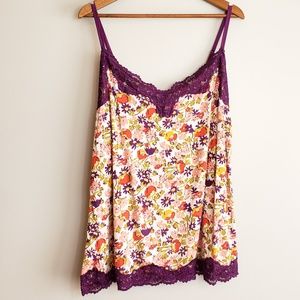 Lane Bryant Purple Floral Lace Cami Sz 22/24